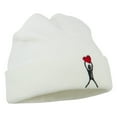 thumbnail image 5 of Breast Cancer Body Heart Embroidered Long Beanie - White OSFM, 5 of 5