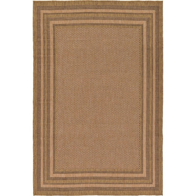 Unique Loom Extérieur Frontière Solide Tapis Tonal 7' x 10' Rectangle Brun/brun Clair