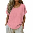 thumbnail image 3 of VBVC Women's Striped Short Sleeve Tunic Top,Ladies Crew Neck Casual Loose Fit Blouse,Lightweight Summer Shirts for Women,Hot Pink,S-3XL, 3 of 7