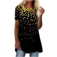 thumbnail image 2 of ICHUANYI Clearance Fashion Woman Causal Round Neck Printing Blouse Short Sleeve T-Shirt Summer Tops(Black, S) ICHUANYI WER2023081016942, 2 of 5