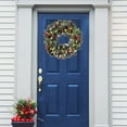 thumbnail image 3 of BINGTAOHU 18 Inch Norfolk Pine Wreath with Bells & Blue Navy Bow Ribbon Christmas Wreaths for Front Door Christmas Door Wreath Christmas Table Decorations Artificial Cedar Wreath for Home Outdoor, 3 of 7