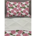 thumbnail image 3 of Pink Floral Comforter & Sham Bedding Set, Digitally Generated Pattern with Continuous Wild Spring Peonies, 3 pcs Duvet Set Microfiber Filling Quilt, 5 Sizes, Pale Pink Olive Green, by Ambesonne, 3 of 4