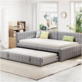 thumbnail image 2 of Full Size Upholstered L-Shaped Daybed with Twin Pop-Up Trundle and USB Charging Ports, 2 of 10