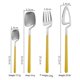 thumbnail image 2 of Juego de cubiertos mate de 24 piezas - Juego de cubiertos de acero inoxidable con mangos de colores - Bonitos utensilios de comedor, 2 of 5