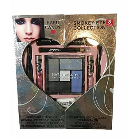 (1) Hard Candy Smokey Eye Collection 8 Piece Makeup Kit ( Kit Includes Liquid Eyeliner, Two Volumizing Lip Glosses, Volumizing Mascara, Eyeliner Pencil, Eyeshadow Palette and Eye Shadow Primer) Box Ma