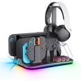 thumbnail image 2 of 12-in-1 Gaming Console Charging Dock with Cooling Fan – Multifunction Stand with RGB Lighting, 4-Controller Charging, 12 Game Card Storage, USB Expansion Ports, Headset & Accessory Holder, 2 of 6