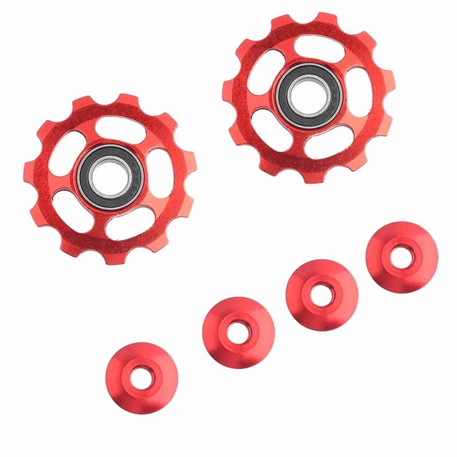 Poleas de cambio trasero de rueda jockey Nikou de aluminio 11T para bicicleta roja