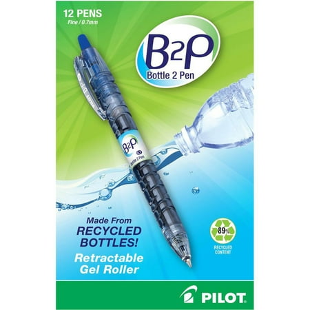 UPC: 0072838316011 | Pilot BeGreen B2P Fine Point Gel Pens – Fine Pen Point – 0.7 mm Pen Point Size – Refillable – Retractable – Blue