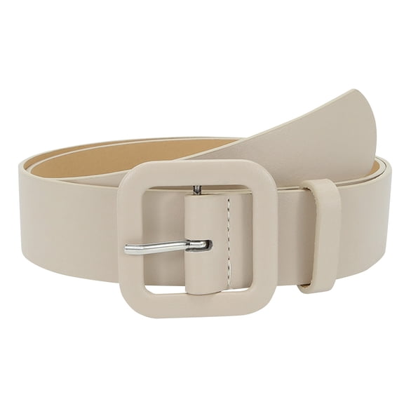 Women's Candy Color Faux Leather Belt Fashion Wide Waistband with Square Metal Buckle Adjustable Decorative Strap for Dresses Jeans