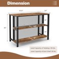 thumbnail image 3 of Costway 36" Tall 3-Tier Bar Table with Storage Metal Frame Adjustable Foot Pads Rustic Brown, 3 of 10