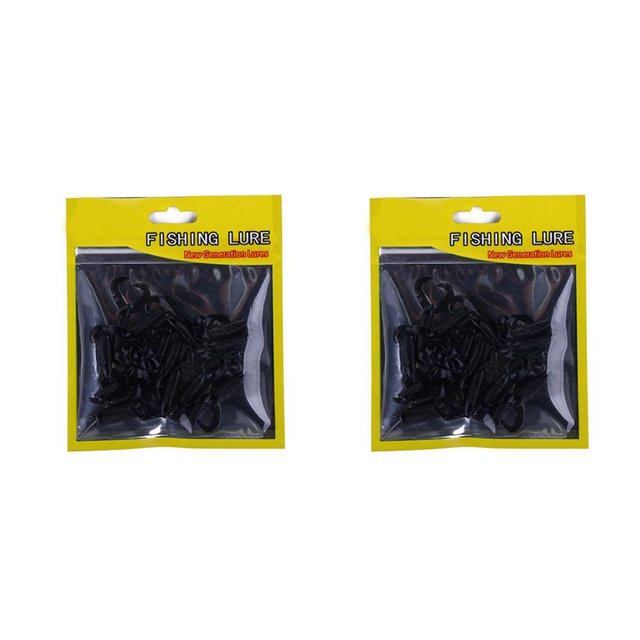 Eigraketly 20 unids/bolsa doble cola larva pesca señuelo Arrificial Grub plástico pez cebo falso gusano Type1 NO1 Eigraketly CBP087121