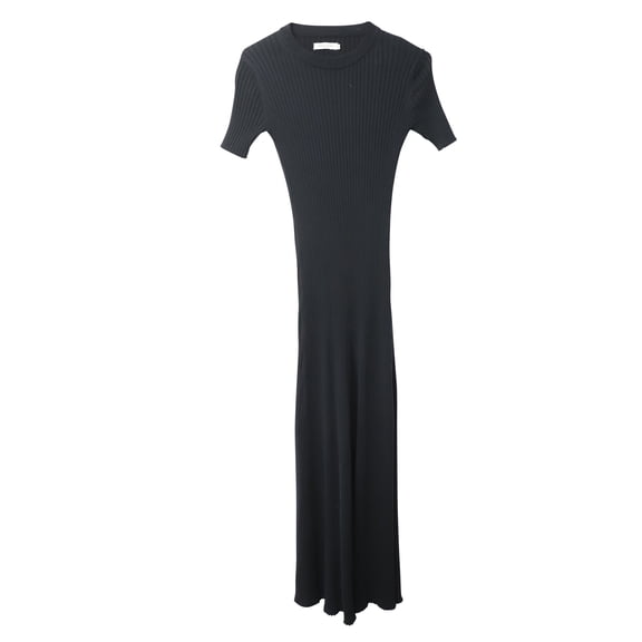 Pre-Owned Anna Quan Sasha Open-Back Ribbed Dress in Black Cotton