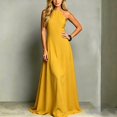 thumbnail image 2 of ZHOGXU Boho Wedding Guest Dresses For Women Sleeveless Halter Maxi Dress Elegant Summer Cocktail Dress,Yellow,XL, 2 of 4