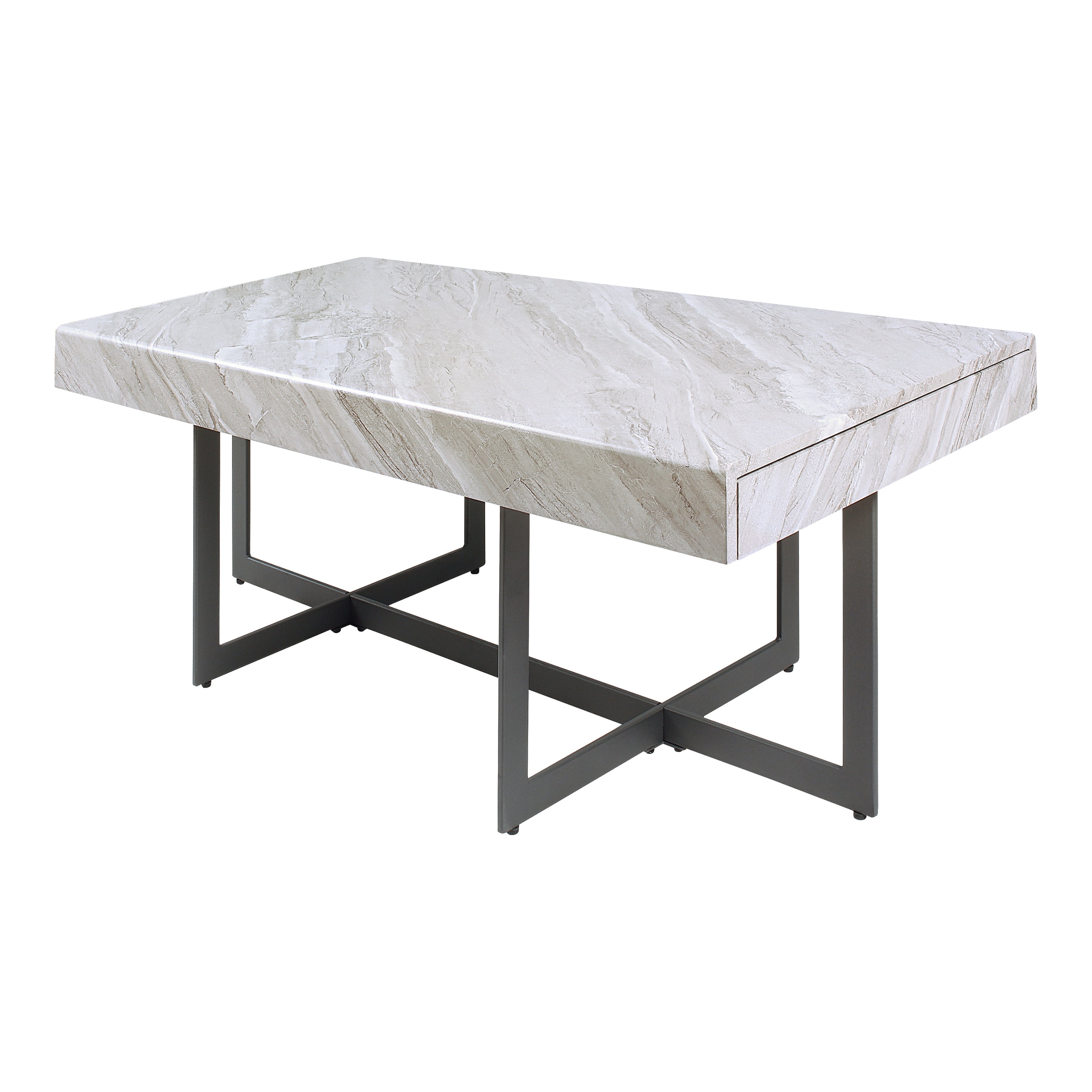 Furniture of America Ariadne 2-Drawer Wood Gray and Gun Metal Coffee Table