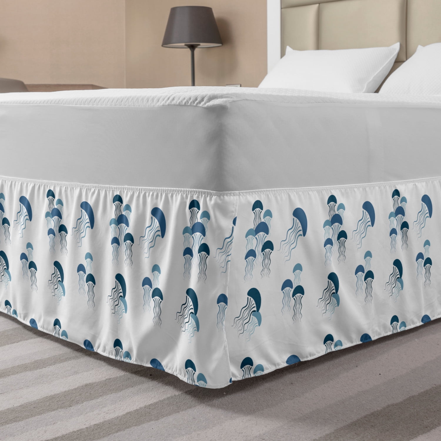 Aqua Jellyfish Bed Skirt, Simplistic Layout of Floating ...