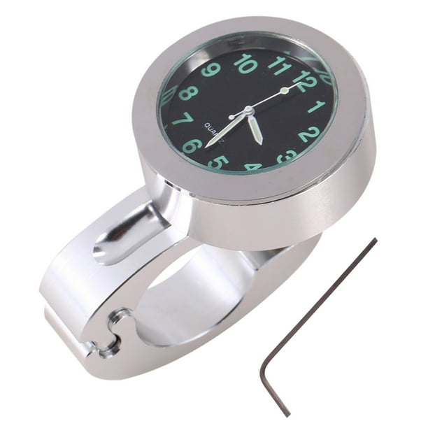 Reloj Del Manillar De La Motocicleta, 7/8 A 1 Silver Motorcycle Manillar Monte Reloj Watch Para Motocicletas, Cruceros, Helicópteros Y Bicicletas Personalizadas