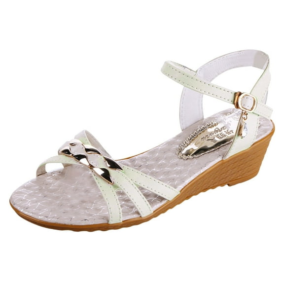 Mostsola Low Wedge Sandals for Women Open Toe Casual Summer Fashion Heels with Ankle Strap