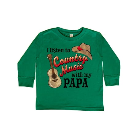 

Inktastic I Listen to Country Music with my Papa with Guitar and Hat Gift Toddler Boy or Toddler Girl Long Sleeve T-Shirt