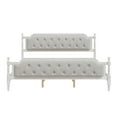 thumbnail image 5 of MAYEERTY King Traditional Solid Wood Bed Frame Upholstered Tufted Headboard for Bedroom Antique White, 5 of 6