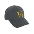 thumbnail image 2 of Daxton 3D Vintage Custom Number Low Profile Adjustable Baseball Dad Hat Cap, Charcoal Gold, 14, 2 of 4