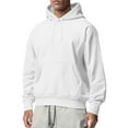 thumbnail image 1 of Innerwin Sweatshirts Drawstring Men's Hoodies Fall Solid Color Thick Hooded Sweatshirt White 2XL, 1 of 3