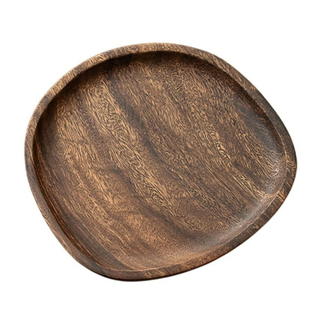 Bandeja de té redonda, bandeja circular de madera para servir té seco, solución versátil para guardar tazas, dulces y frutas, diseño compacto para espacios pequeños, ideal para el hogar o la oficina.