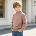 thumbnail image 6 of Kaemgyyd Boys Mock Neck Sweater Kids Soild Color Fashion Pullover Toddler Winter Long Sleeve Knit Clothes（Brown,9-10 Years）, 6 of 6