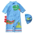 thumbnail image 2 of Gelikeya Toddler Boys Swimsuits One Piece Rash Guard Swimwear Zipper Bathing Suit UPF 50+ with Hat Dinosaur Swimsuit Set Mint Green 6-7 Years, 2 of 6