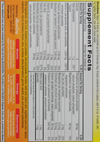 Alacer Emergen C Five Fizzy Drink Mix, 30 ea