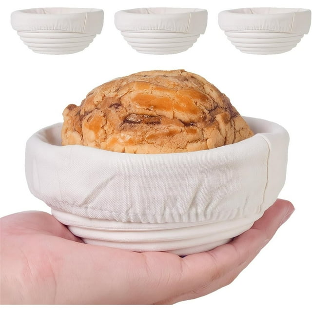 Cesta de Fermentación Banneton de 4 Piezas, con Forro de Tela, Cestas de Fermentación Banneton para Hornear Pan de Masa Madre de 5 Pulgadas