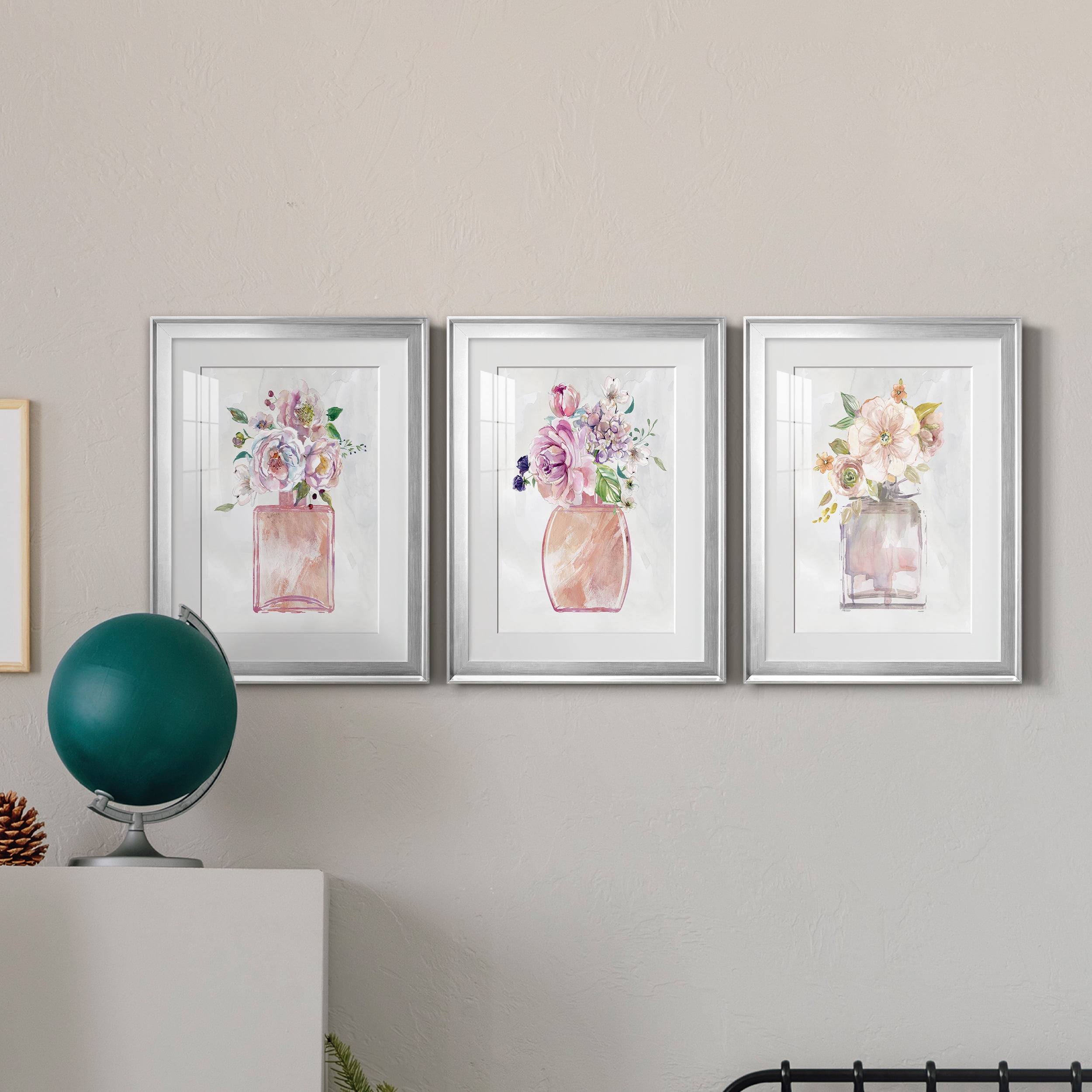 Fragrance of Summer I Premium Framed Prints Set of 3 - Ready to Hang - 22 x 30 Each - Silver Frame