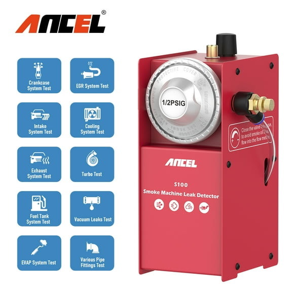 Ancel S100 Automotive Smoke Leak Detector Vacuum Smoke Tester Car Pipe Leakage Diagnostic Tool Vehicle EVAP System Test Scan with Port Adapter for 12V Automotive Truck Motorcycle Boat