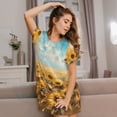 thumbnail image 3 of Gaeub Sunflower Field Bliss Print Women's Short-Sleeved Nightdress,Loose Comfy Pajama Sleepwear,Summer Night-dresses for Women, 3 of 6