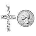 thumbnail image 3 of Rhodium Plated 925 Sterling Silver Nugget Cross Pendant, 3 of 5
