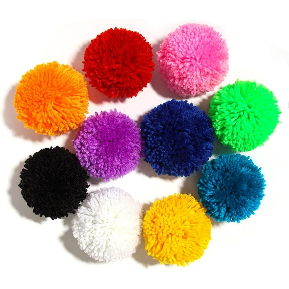 Dalrosia 10PCS Large Yarn Pom Poms for Crafts 3 Inch Acrylic Yarn Balls Fuzzy Pompoms DIY Large Pom Pom Balls for Hats Handmade Arts Holiday Party Hanging Decoration