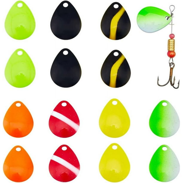 28 señuelos de pesca de hierro de 7 colores, con cuchillas giratorias para atraer peces, con forma de lágrima, para trucha, cucharas metálicas.