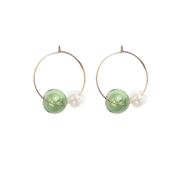 Guardurnaity 1 par de pendientes de aro, joyería para novias, regalos personalizados de aniversario, accesorios para disfraces, verde y blanco Type3 NO3 Guardurnaity AP011237-01