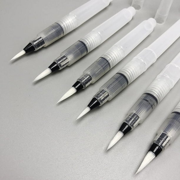 Pincel de escritura con punta plana y pincel de agua del grifo de acuarela sólida, pincel de pintura de riego, pincel portátil de plomo soluble en agua