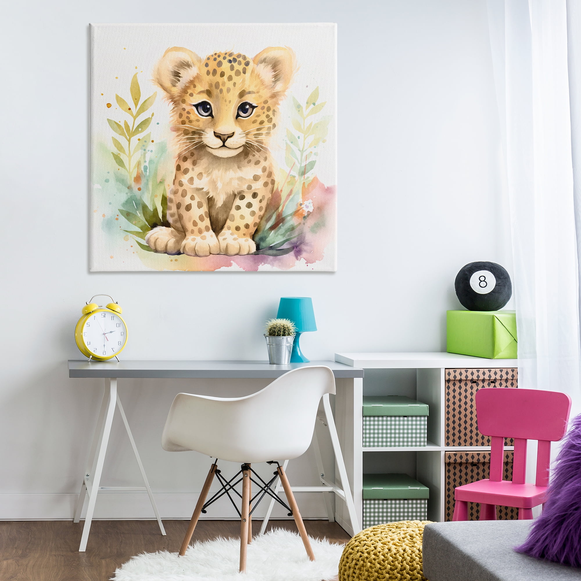Stupell Industries Baby Cheetah Cub Animals Painting Wrapped Canvas Art Print Wall Art, 36 x 36