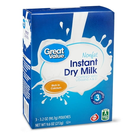 (2 Pack) Great Value Nonfat Instant Dry Milk, 3.2 (Best Tasting Dry Milk)