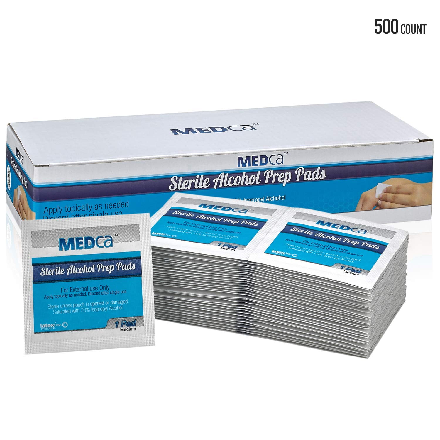 Alcohol Wipes Sterile Alcohol Prep Pads Antiseptic Sanitizer Swab Pads 2 Ply Cotton 70 Isopropyl Individually Wrapped Box of 500
