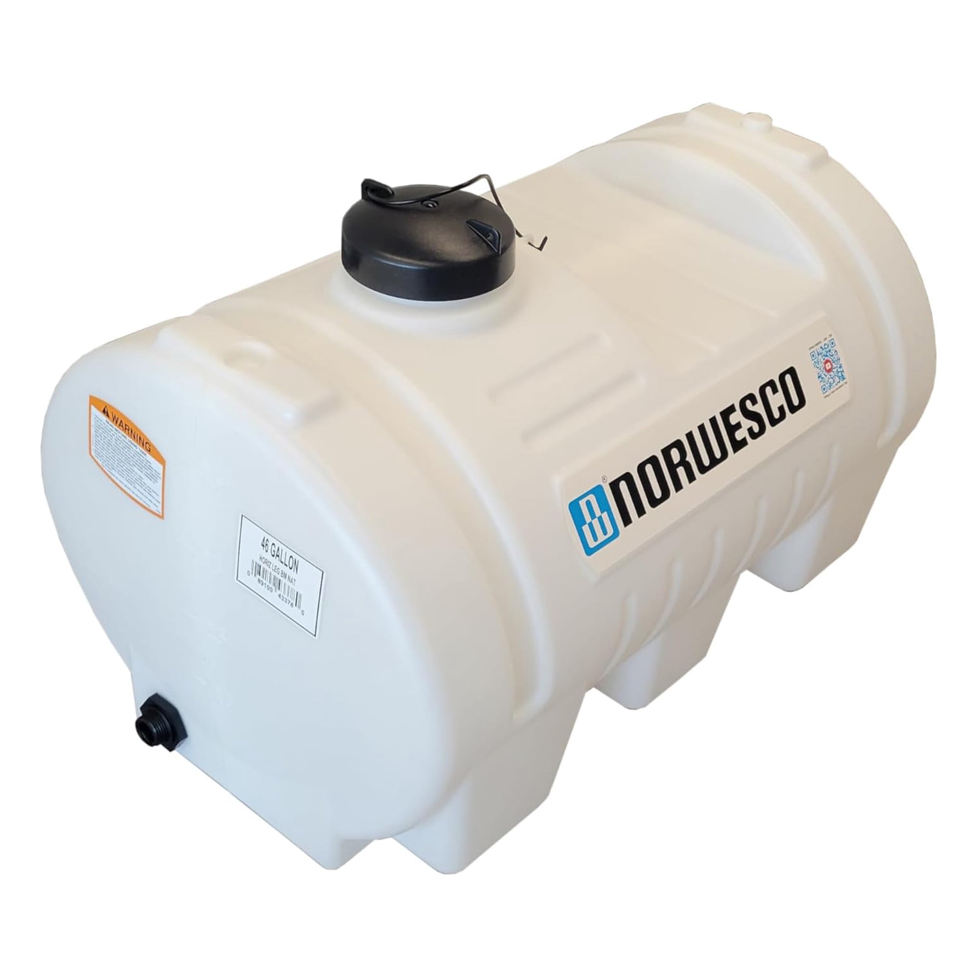 Norwesco Horizontal Leg Utility Tank, Water Storage Container, 46 Gallon Capacity, White