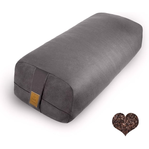 Organic Buckwheat Bolster (24X10.5X5.5 in) Supportive Rectangular Meditation Pillow 100% Cotton Cover Yoga Pillow