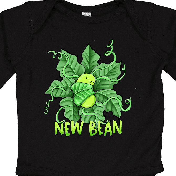 Inktastic New Bean Cute Sleeping Bean in Leaves and Vines Boys or Girls Long Sleeve Baby Bodysuit