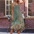 thumbnail image 4 of Itsame Women's Summer Dress, Sleeveless Fashion Prints Casual Ruffle Beach Dress Army Green, 4 of 5