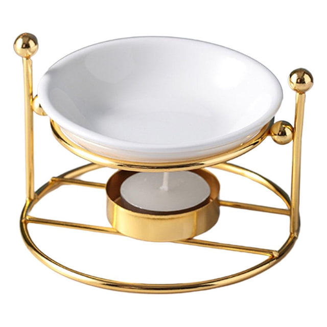 Quemador de aceite de cerámica de metal, quemador de cera fundida, portavelas, difusor de aroma, decoración del hogar Opción 7 Dorado
