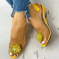 thumbnail image 6 of IUJSOY Womens Sandals Clear Wedges Heels Peep Toe Flower Rhinestone Slingback Sandals Pumps, 6 of 6