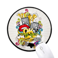 thumbnail image 1 of Graffiti Street Culture Colorful Mouth Stereo Mouse Pad Desktop Office Round Mat for Computer, 1 of 2