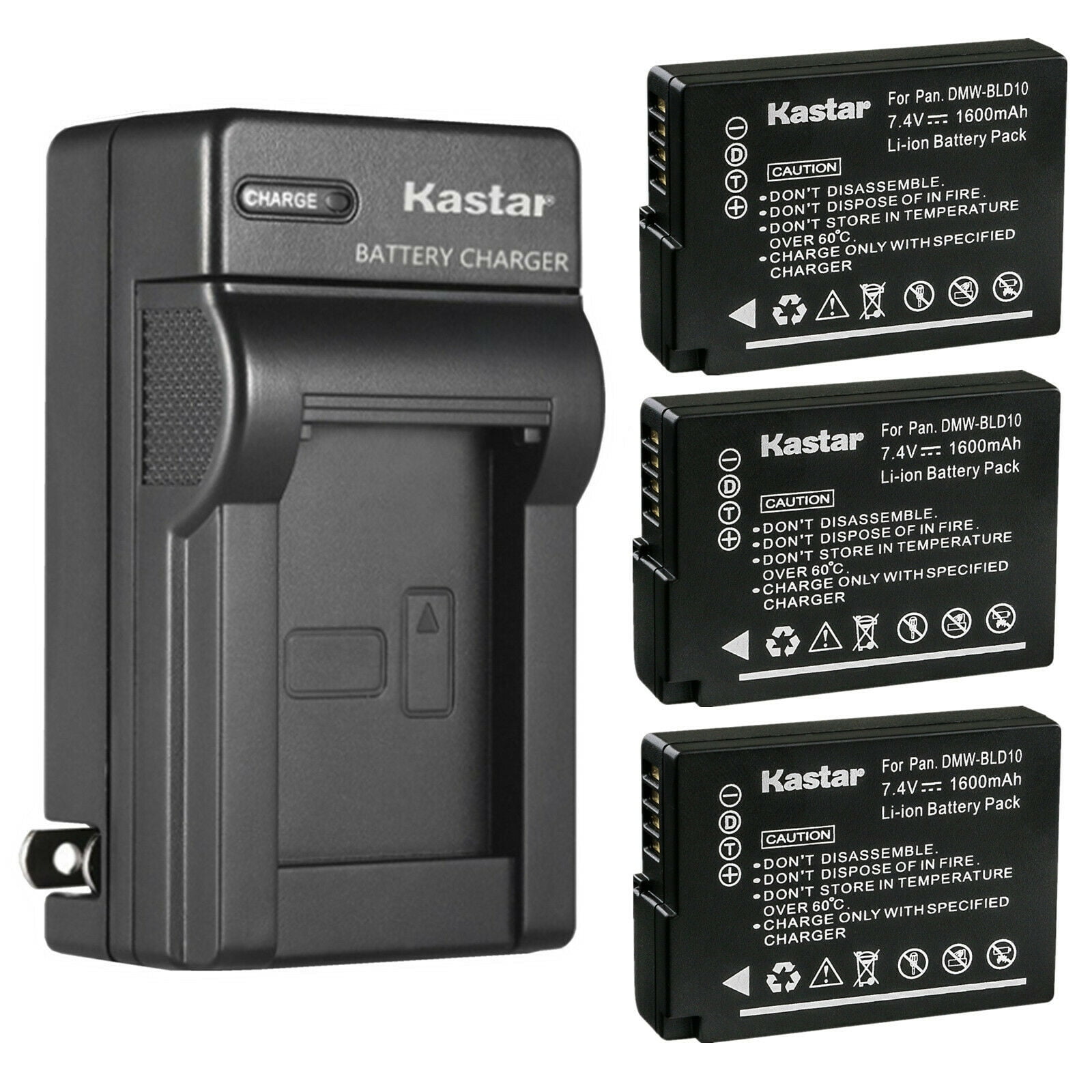 Kastar 3-Pack Battery and AC Wall Charger Replacement for Panasonic DMW-BLD10 DMW-BLD10E DMW-BLD10PP Battery DE-A93 DE-A93B DE-A94 DE-A94B Charger Panasonic DMC-GX1 DMC-G3 DMC-GF2 Cameras