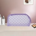 thumbnail image 5 of 1 Pc Mesh Flocking Heart Pattern Makeup Bag for Vacation Business Travel Purple Mesh Fabric, 5 of 6